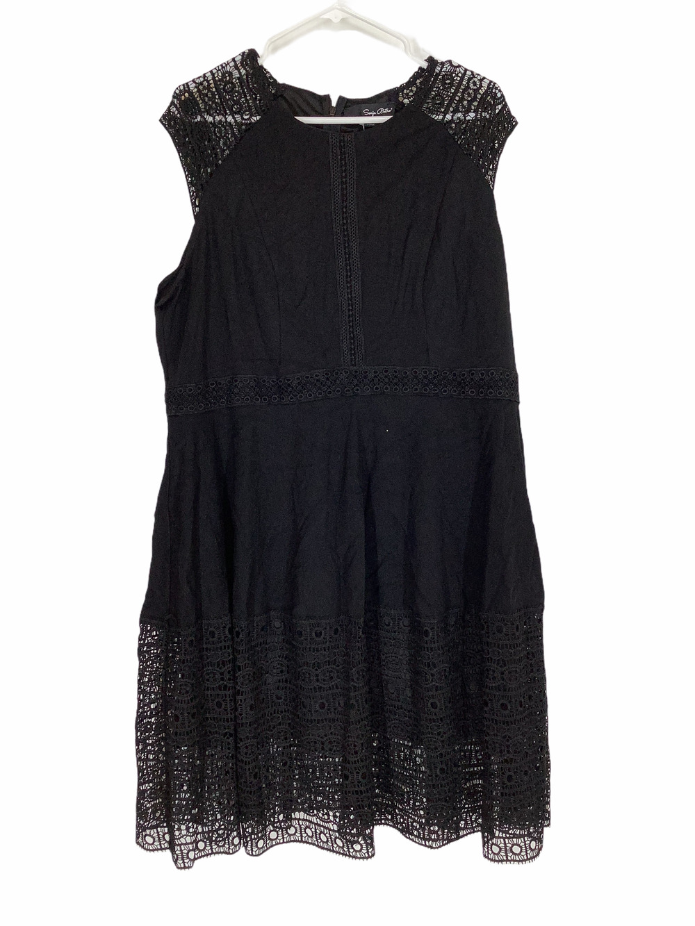NWT Sonja Betro Black Crochet Lace Mini Dress 2X